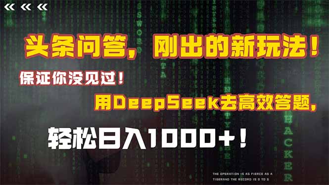 头条问答，刚出的新玩法！保证你没见过！结合Deepseek高效答题，轻松日…-彼飞网创