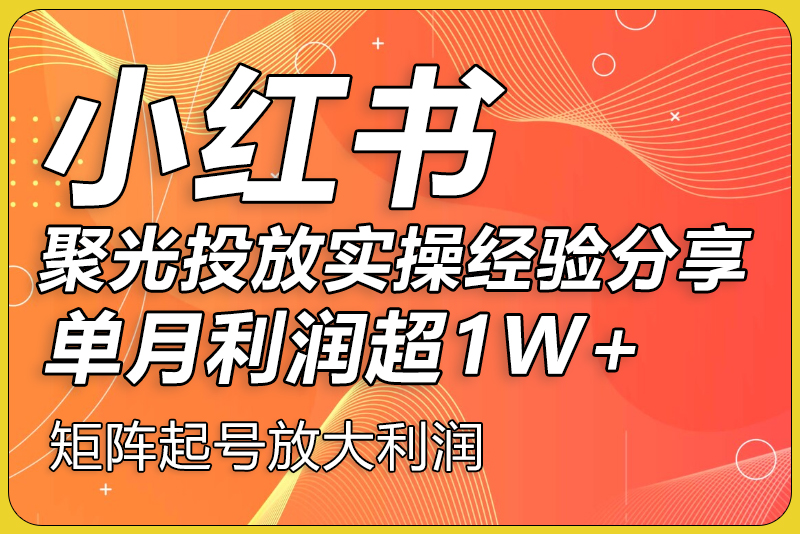 小红书聚光投放实操经验分享，单号月利润超1w+，可以矩阵起号放大利润-彼飞网创