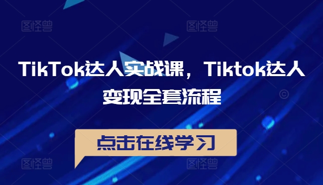 TikTok达人实战课，Tiktok达人变现全套流程-彼飞网创