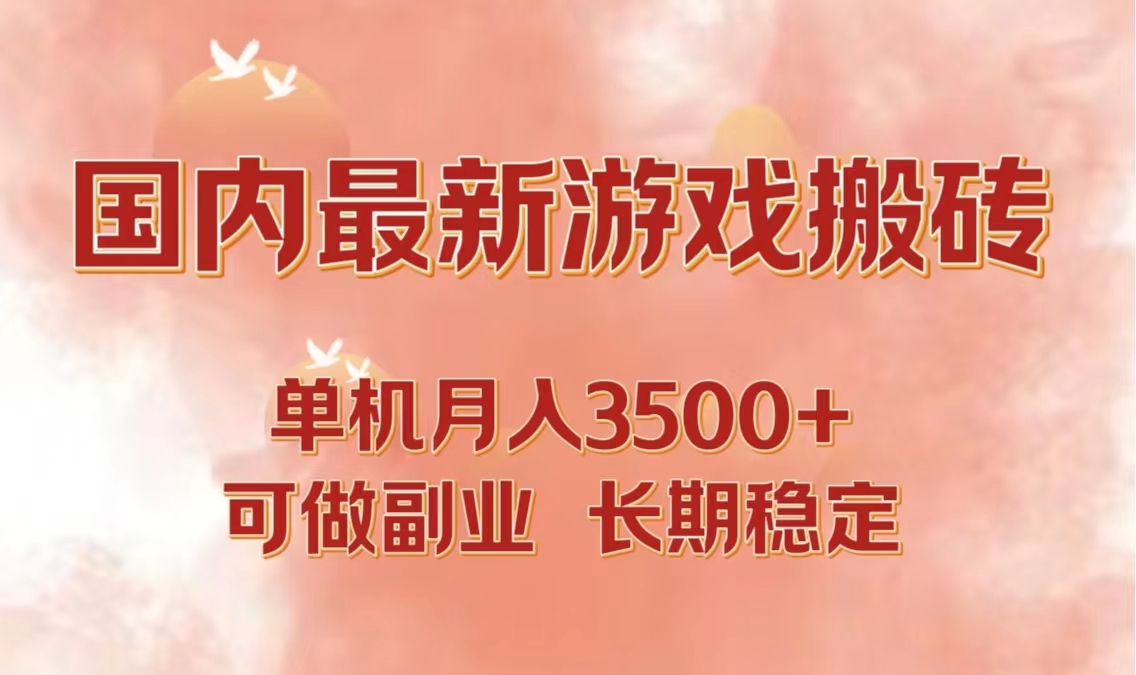 国内最新游戏打金搬砖，单机月入3500+可做副业 长期稳定-彼飞网创