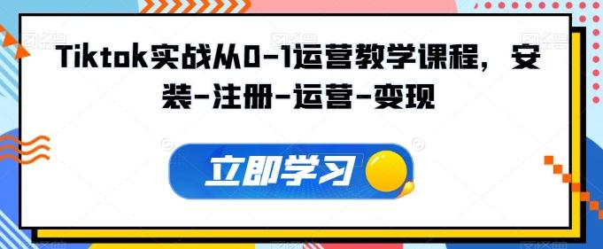 Tiktok实战从0-1运营教学课程，安装-注册-运营-变现-彼飞网创