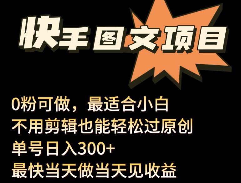 24年最新快手图文带货项目，零粉可做，不用剪辑轻松过原创单号轻松日入300+【揭秘】-彼飞网创