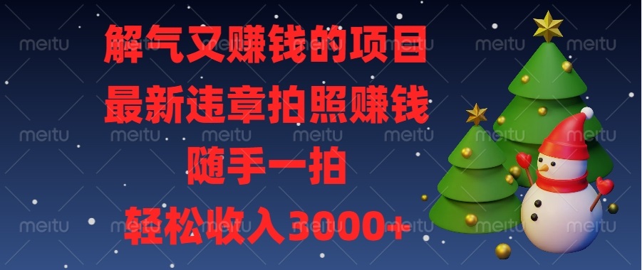 解气又赚钱的项目，最新违章拍照赚钱，随手一拍，轻松收入3000+-彼飞网创