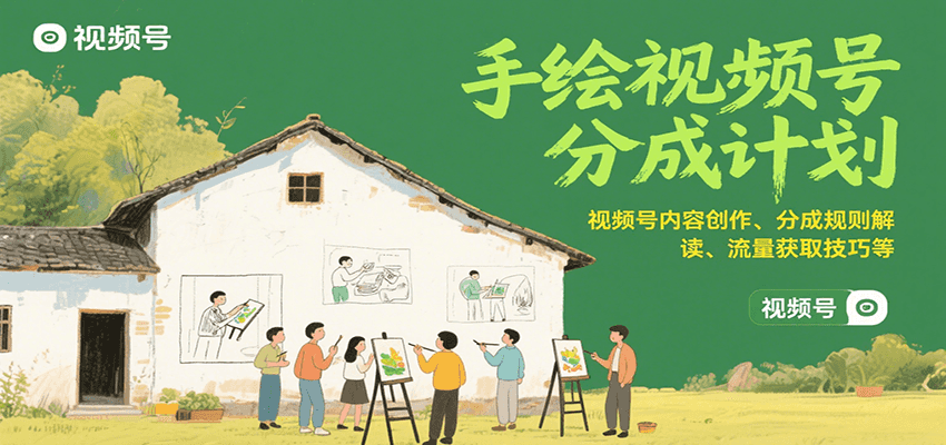 手绘视频号分成计划：视频号内容创作、分成规则解读、流量获取技巧等-彼飞网创