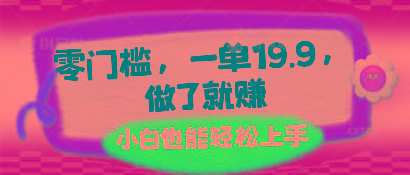 零门槛，一单19.9，做了就赚，小白也能轻松上手-彼飞网创