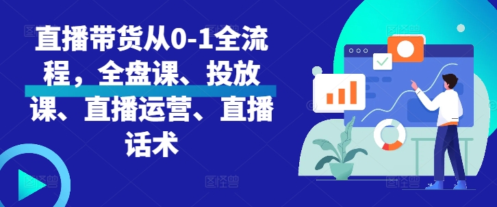 直播带货从0-1全流程，全盘课、投放课、直播运营、直播话术-彼飞网创