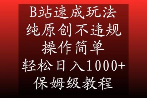 B站速成玩法，纯原创不违规，操作简单，轻松日入1000+，保姆级教程【揭秘】-彼飞网创