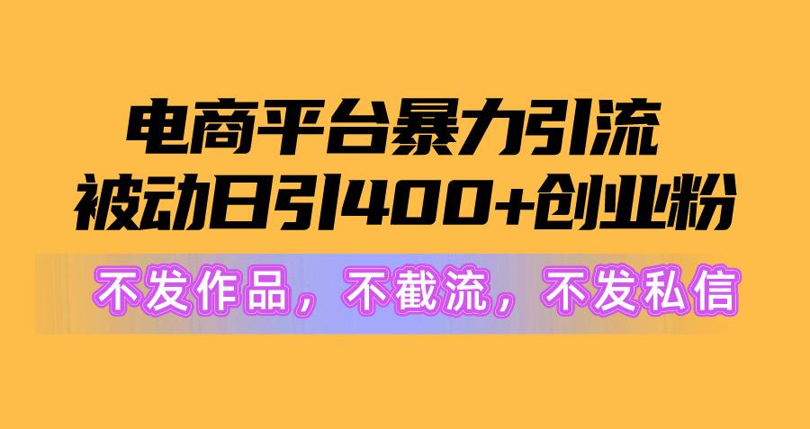 电商平台暴力引流,被动日引400+创业粉不发作品，不截流，不发私信-彼飞网创