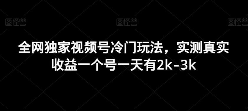 全网独家视频号冷门玩法，实测真实收益一个号一天有2k-3k-彼飞网创