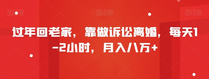 过年回老家，靠做诉讼离婚，每天1-2小时，月入八万+-彼飞网创