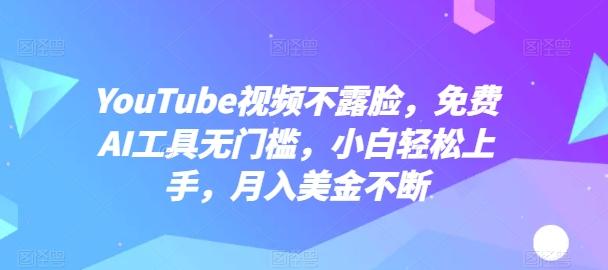 YouTube视频不露脸，免费AI工具无门槛，小白轻松上手，月入美金不断【揭秘】-彼飞网创