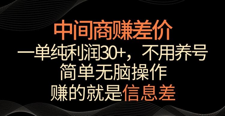 中间商赚差价，一单纯利润30+，简单无脑操作，赚的就是信息差，轻轻松松日入1000+【揭秘】-彼飞网创