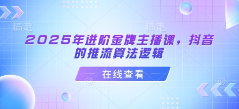 2025年进阶金牌主播课，抖音的推流算法逻辑-彼飞网创