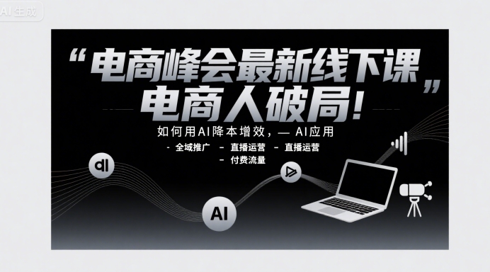 电商峰会最新线下课，电商人破局，如何用AI降本增效，AI应用-全域推广-直播运营-付费流量-彼飞网创