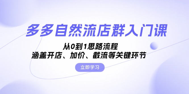 多多自然流店群入门课，从0到1思路流程，涵盖开店、加价、截流等关键环节-彼飞网创