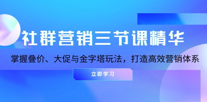 社群营销三节课精华：掌握叠价、大促与金字塔玩法，打造高效营销体系-彼飞网创