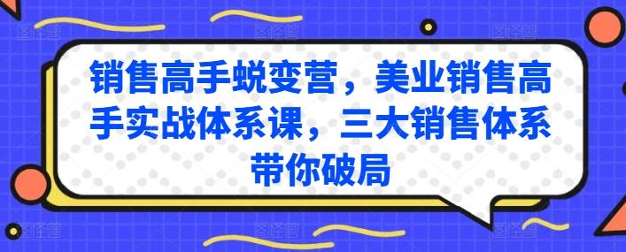 销售高手蜕变营，美业销售高手实战体系课，三大销售体系带你破局-彼飞网创