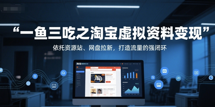 一鱼三吃之淘宝虚拟资料变现，依托资源站、网盘拉新，打造流量的强闭环-彼飞网创