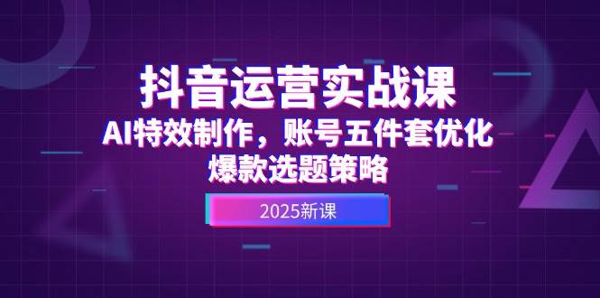 抖音运营实战课，AI特效制作，账号五件套优化，爆款选题策略-彼飞网创