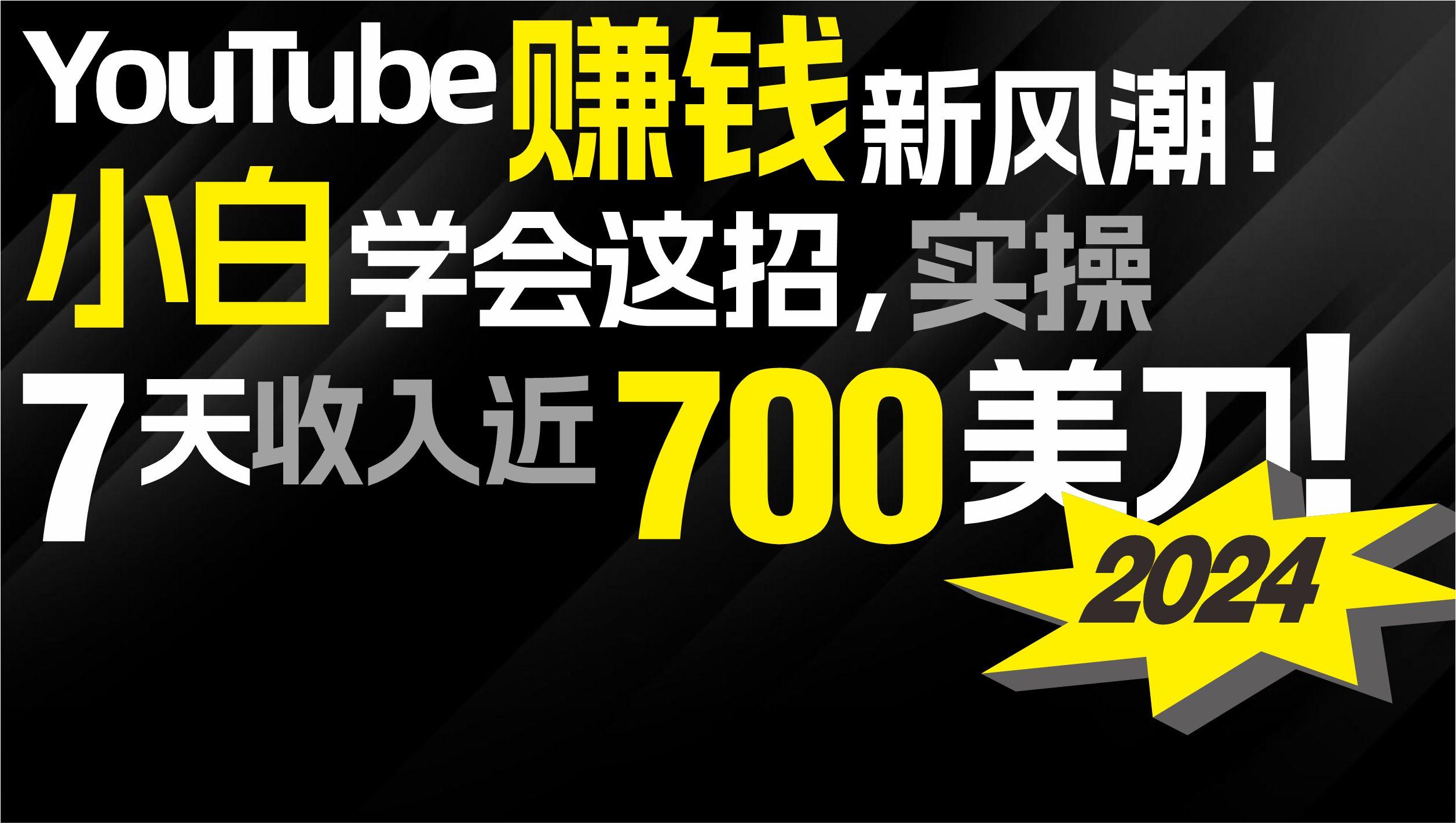 (9647期)2024 YouTube赚钱新风潮！小白学会这招，7天收入近7百美金！-彼飞网创