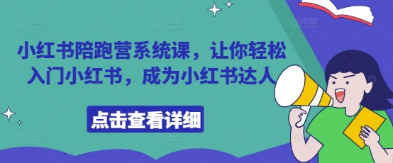 小红书陪跑营系统课，让你轻松入门小红书，成为小红书达人-彼飞网创