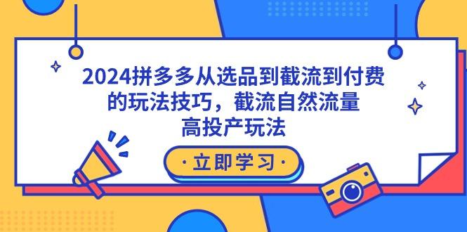 2024拼多多从选品到截流到付费的玩法技巧，截流自然流量玩法，高投产玩法-彼飞网创