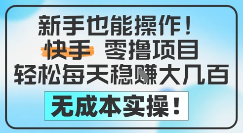 新手也能操作，快手零撸挣米，轻松每天挣2-5张，完全无成本-彼飞网创