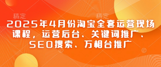 2025年4月份淘宝全套运营现场课程，运营后台、关键词推广、SEO搜索、万相台推广-彼飞网创