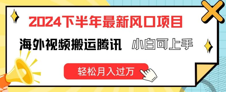 2024下半年最新风口项自，海外视频搬运腾讯，小白可上手，轻松月入过万【揭秘】-彼飞网创