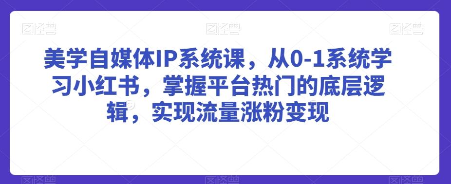 美学自媒体IP系统课，从0-1系统学习小红书，掌握平台热门的底层逻辑，实现流量涨粉变现-彼飞网创