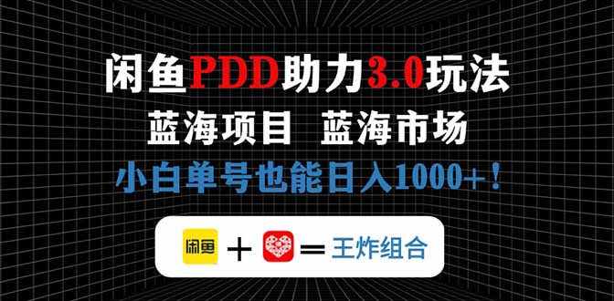 闲鱼卖拼多多助力项目，蓝海市场新手也能单号日入1000+-彼飞网创