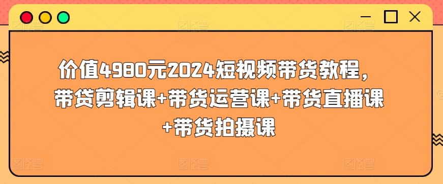 价值4980元2024短视频带货教程，带贷剪辑课+带货运营课+带货直播课+带货拍摄课-彼飞网创