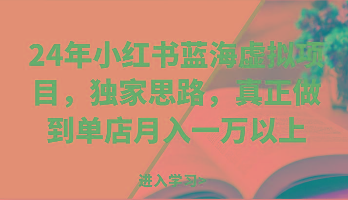 24年小红书蓝海虚拟项目，独家思路，真正做到单店月入一万以上。-彼飞网创