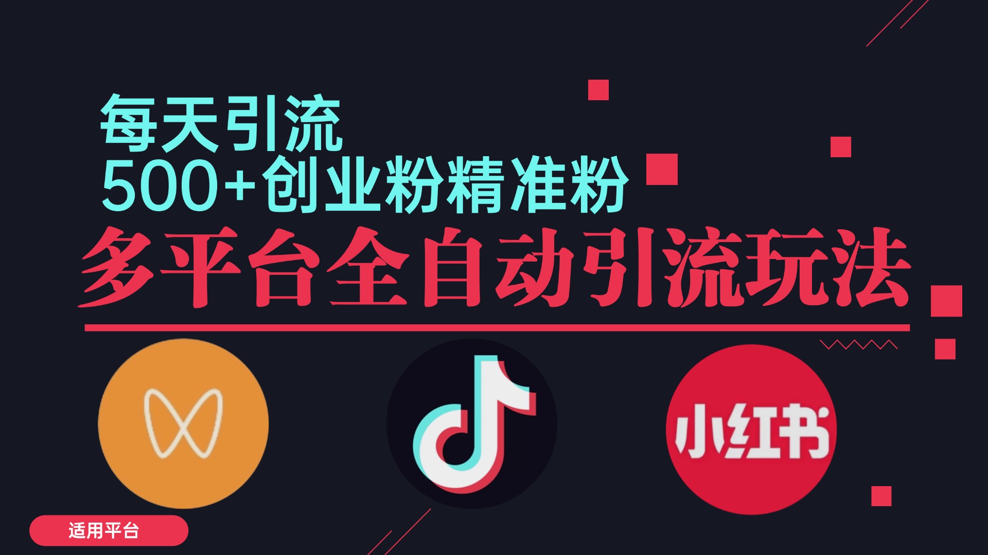 小红书抖音视频号截流自热全平台引流打法，全自动引流【日引2000+精准…-彼飞网创