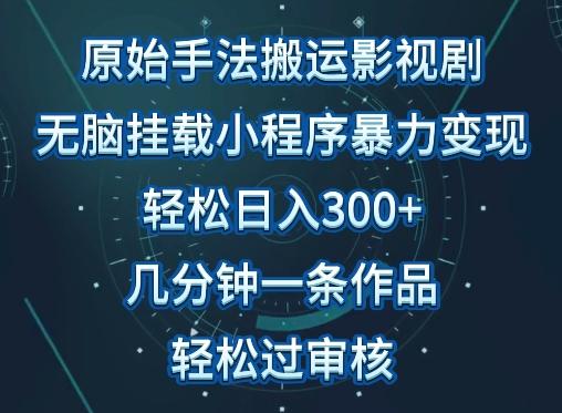 原始手法影视搬运，无脑搬运影视剧，单日收入300+，操作简单，几分钟生成一条视频，轻松过审核【揭秘】-彼飞网创
