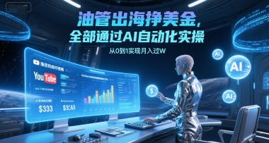 油管出海挣美金，全部通过AI自动化实操，从0到1实现月入过W-彼飞网创