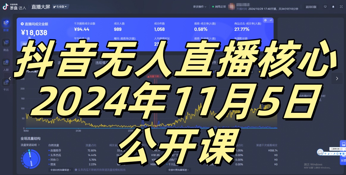 抖音无人直播核心公开课，咸鱼翻身小白可做带有睡后收入月入过万太简单【揭秘】-彼飞网创