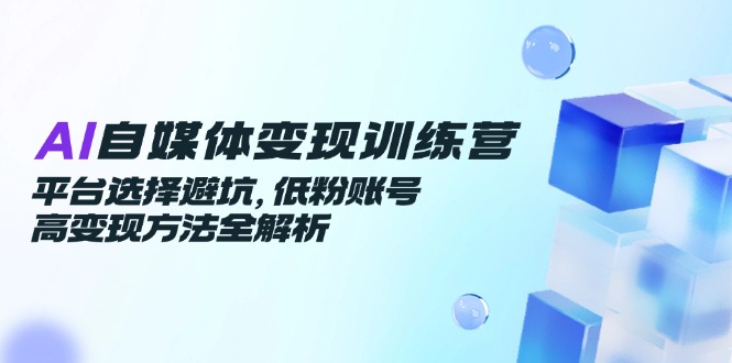 AI自媒体变现训练营，平台选择避坑，低粉账号高变现方法全解析-彼飞网创