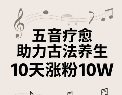 古法五音养生教程，五音疗愈的视频的制作方法，2-4小时就能学会，作者10天涨粉10W-彼飞网创