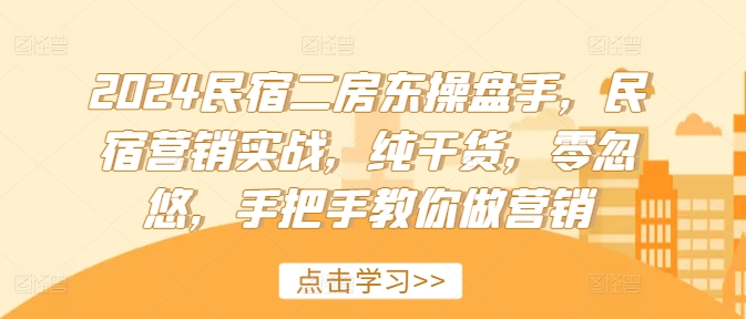 2024民宿二房东操盘手，民宿营销实战，纯干货，零忽悠，手把手教你做营销-彼飞网创