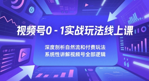 视频号0-1实战玩法线上课，深度剖析自然流和付费玩法，统性讲解视频号全部逻辑-彼飞网创
