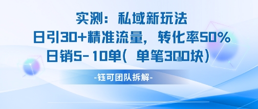 实测私域新玩法日引30加精准流量转化率50%日销5-10单每笔3张-彼飞网创