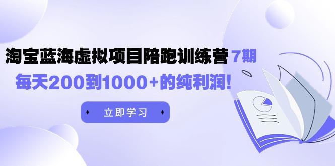 (9541期)黄岛主《淘宝蓝海虚拟项目陪跑训练营7期》每天200到1000+的纯利润-彼飞网创