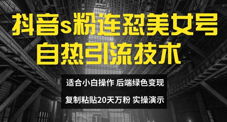抖音s粉连怼美女号自热引流技术复制粘贴，20天万粉账号，无需实名制，矩阵操作【揭秘】-彼飞网创