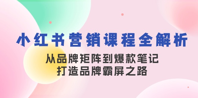 小红书营销课程全解析，从品牌矩阵到爆款笔记，打造品牌霸屏之路-彼飞网创