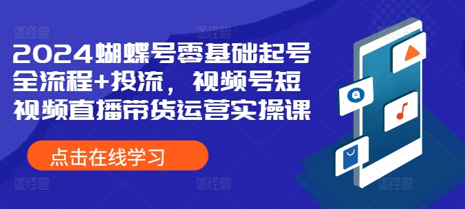 2024蝴蝶号零基础起号全流程+投流，视频号短视频直播带货运营实操课-彼飞网创