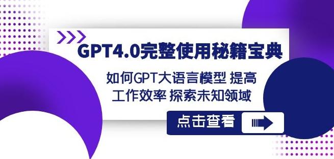 GPT4.0完整使用-秘籍宝典：如何GPT大语言模型提高工作效率探索未知领域-彼飞网创
