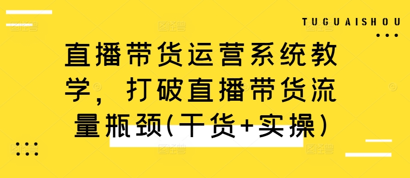 直播带货运营系统教学，打破直播带货流量瓶颈(干货+实操)-彼飞网创