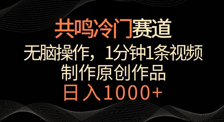 共鸣冷门赛道，无脑操作，一分钟一条视频，日入1000+【揭秘】-彼飞网创