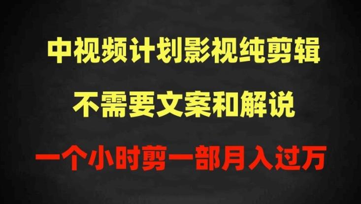 中视频计划影视纯剪辑，不需要文案和解说，一个小时剪一部，100%过原创月入过万【揭秘】-彼飞网创